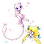 Mew and Jirachi and bubbles