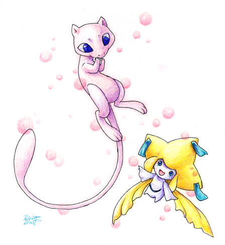 Mew and Jirachi and bubbles