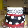 black and red graduation cake