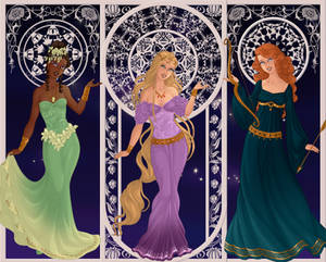 Tiana, Rapunzel, Merida