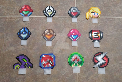 Metroid Cupcake Toppers (Perler)