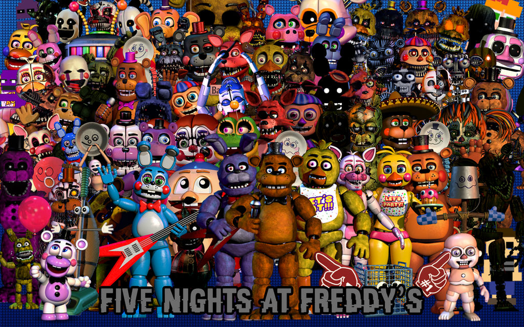 All FNaF Characters in one Image (Final Update) by EnderLuigiMario on
