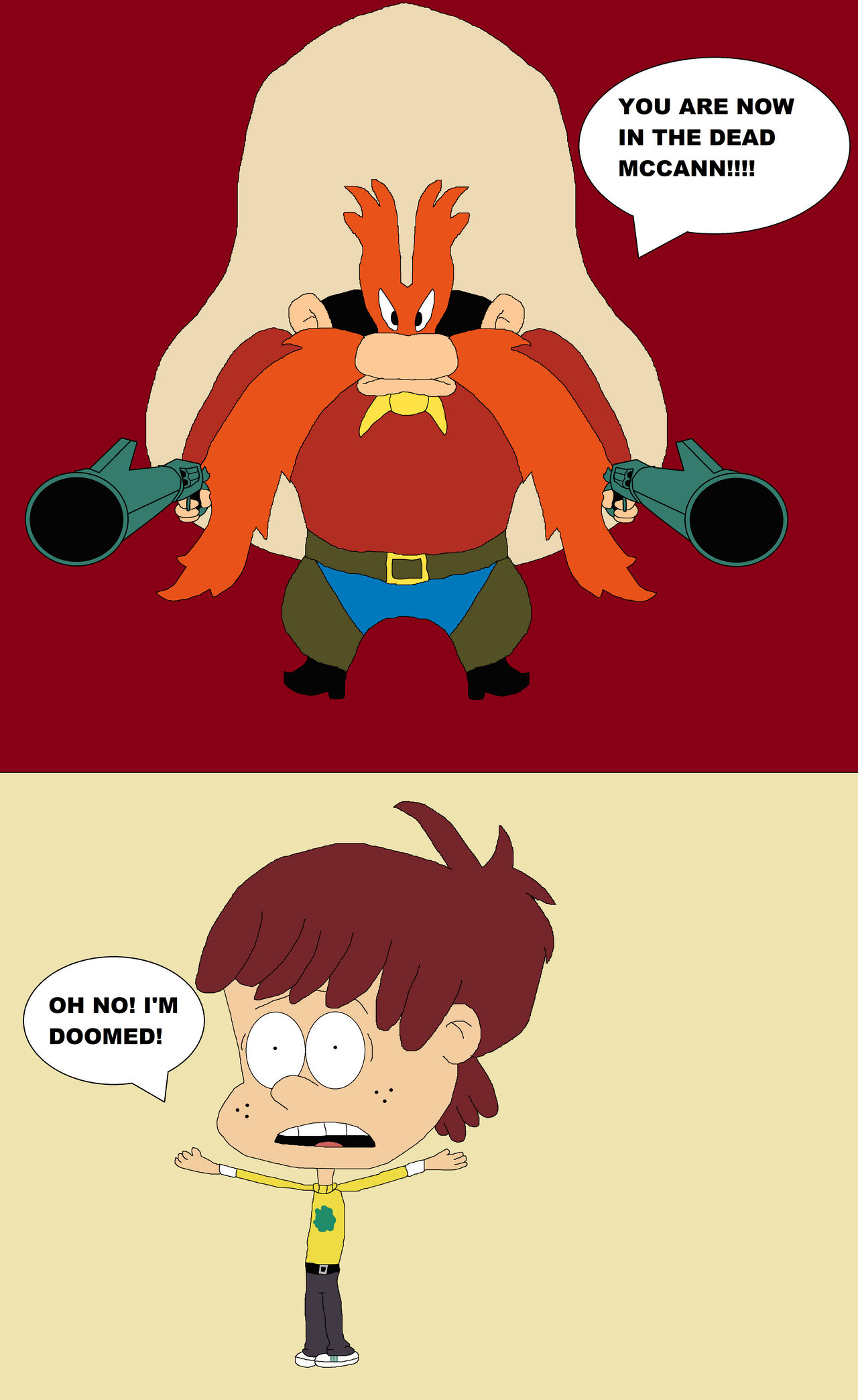 Yosemite Sam aiming at Chandler McCann