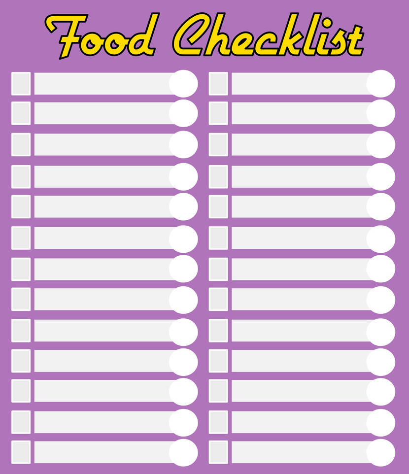 Food Checklist by TeamAshArtist on DeviantArt