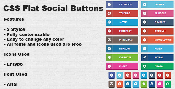 CSS Flat Social Buttons