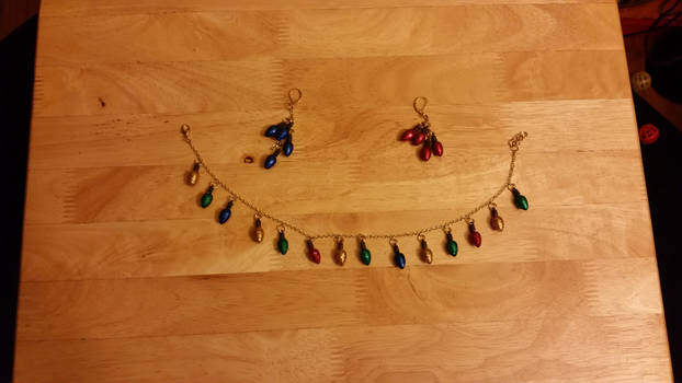 Christmas lights choker and earrings set