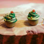 mint cupcake earrings - silver plated