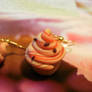 Strawberry Swirl Cupcake earrings - gold plated