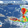 Tropical Storm Franklin 60 MPH and 996 PRESSURE