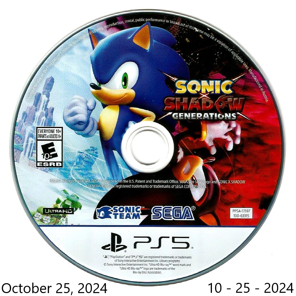Sonic X Shadow Generations PS5 Disc (10-25-2024) by MugenPlanetX on ...