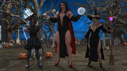 Nico, Sheila and Katniss - Spooky Muscle Halloween by LauriceDeauxnim
