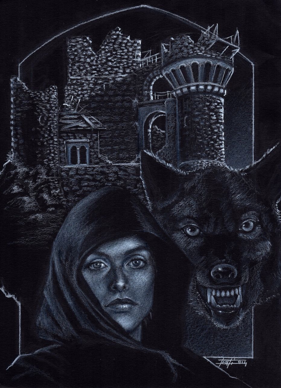 Ladyhawke commission on black paper