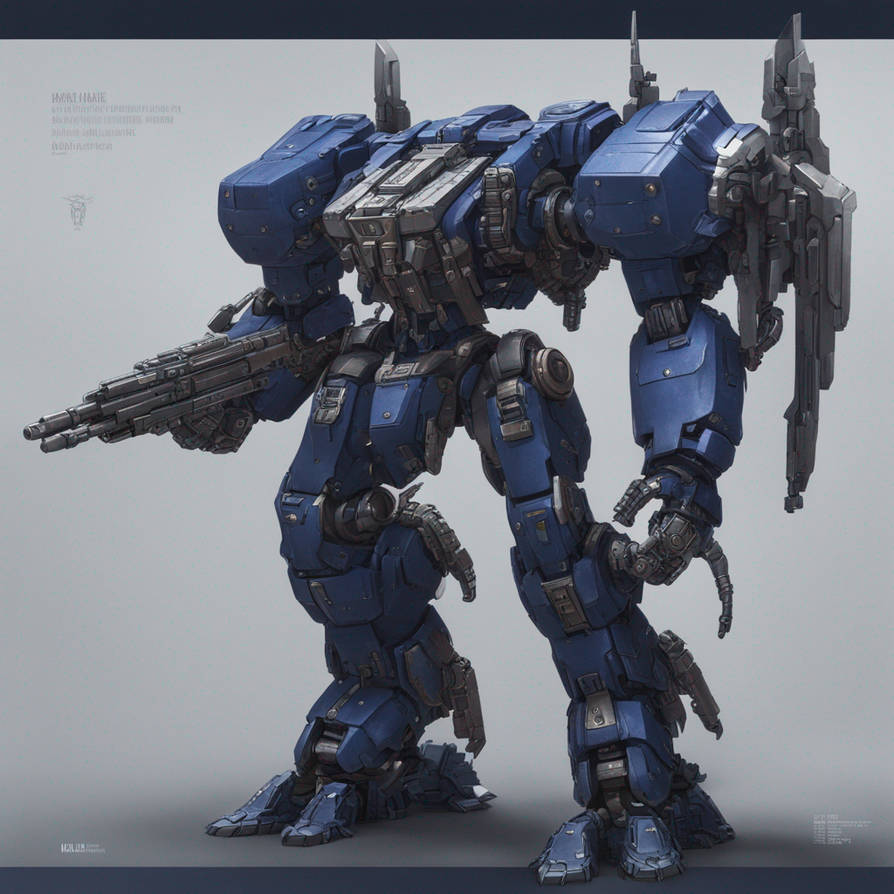 Dark Blue/Silver Armored Battle Mech by makerofthingies on DeviantArt