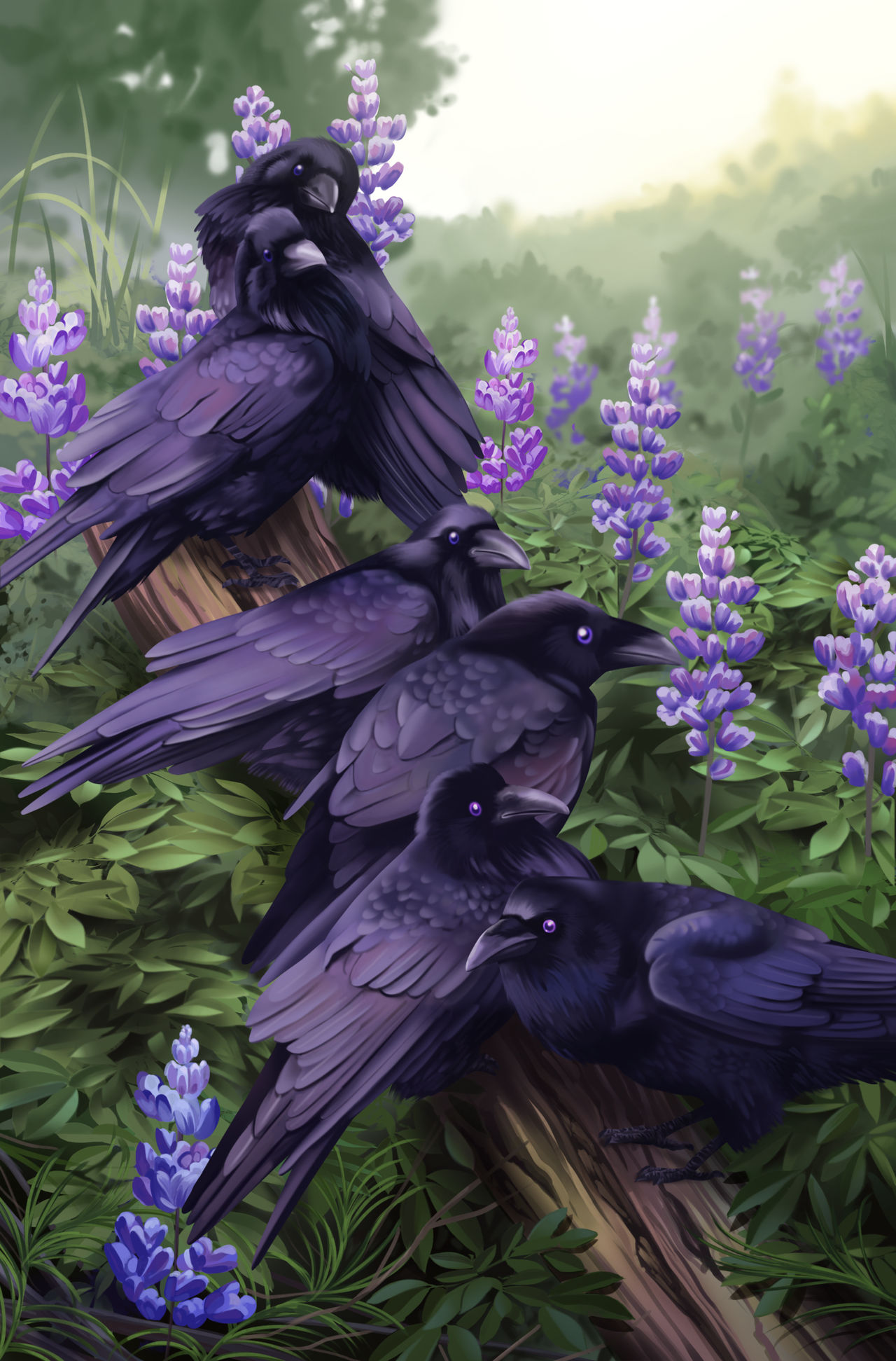 Study : Ravens and lilac by AlcalineArt on DeviantArt