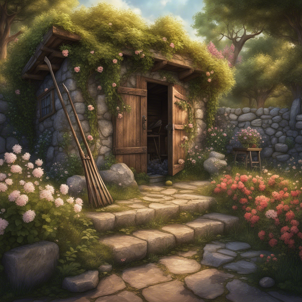 Small Shed In Overgrown Neglected Garden Leaning O