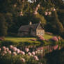 A Small Stone Cottage By A Lake