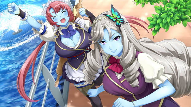 Blue Skinned Kaguya and Kuromaru