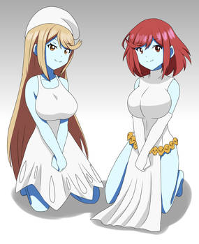 Smurfette Mythra and Mystique Pyra by studiodraw