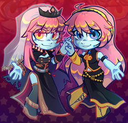 Blue Skinned Chibi Calli and Luka by Mimny