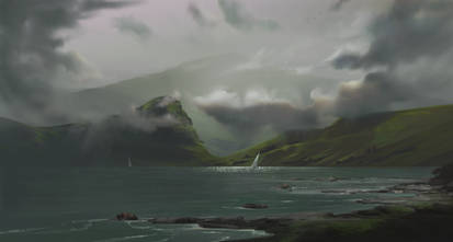 Plein Air:  Low clouds over the Inlet