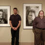 Models in front of drawings