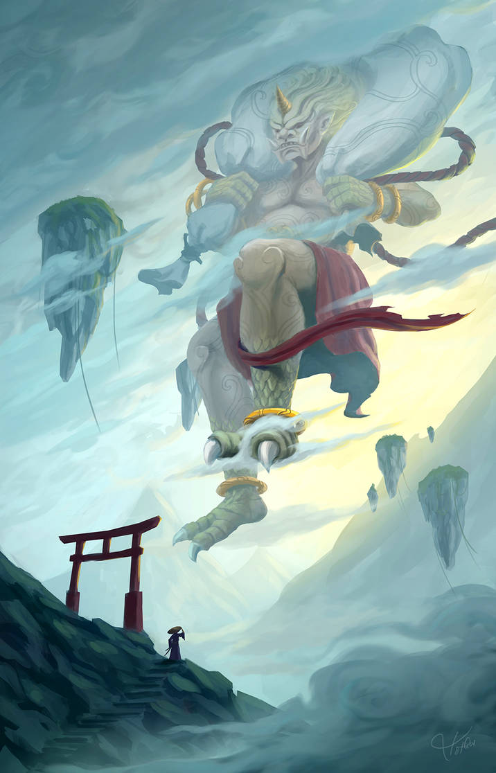 Wind god. Фуджин Бог ветра мифология. Фудзин японская мифология. Фудзин Бог ветра. Японский Бог ветра Фудзин.