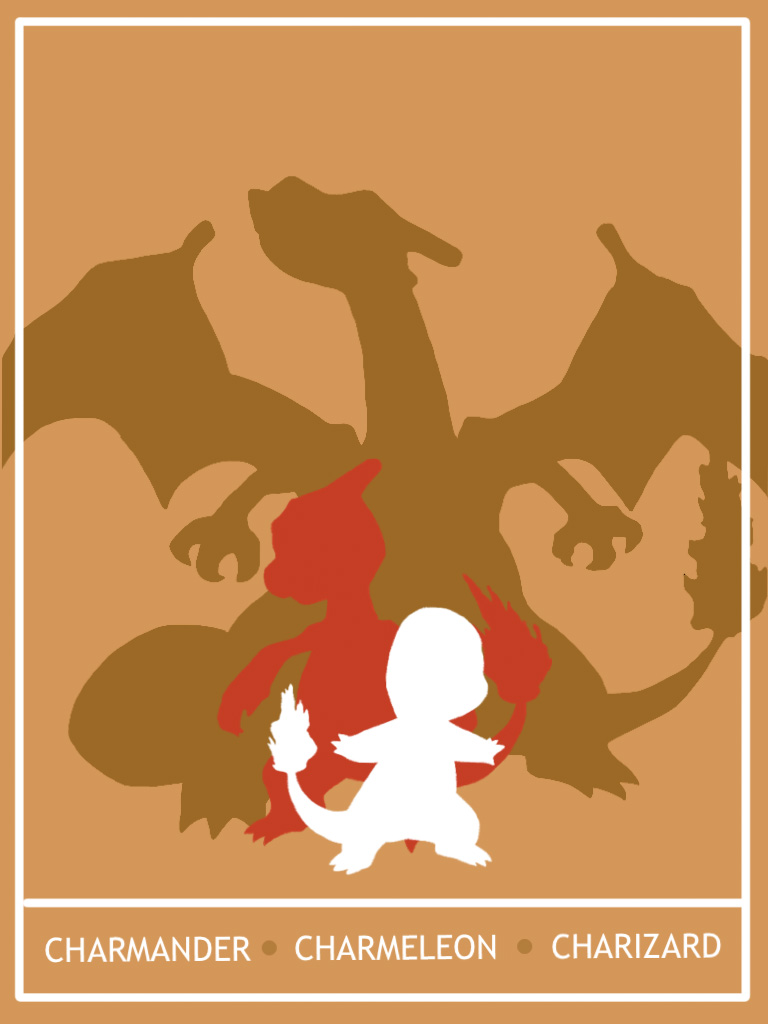 Pokemon Charmander - Charizard Minimalist Poster