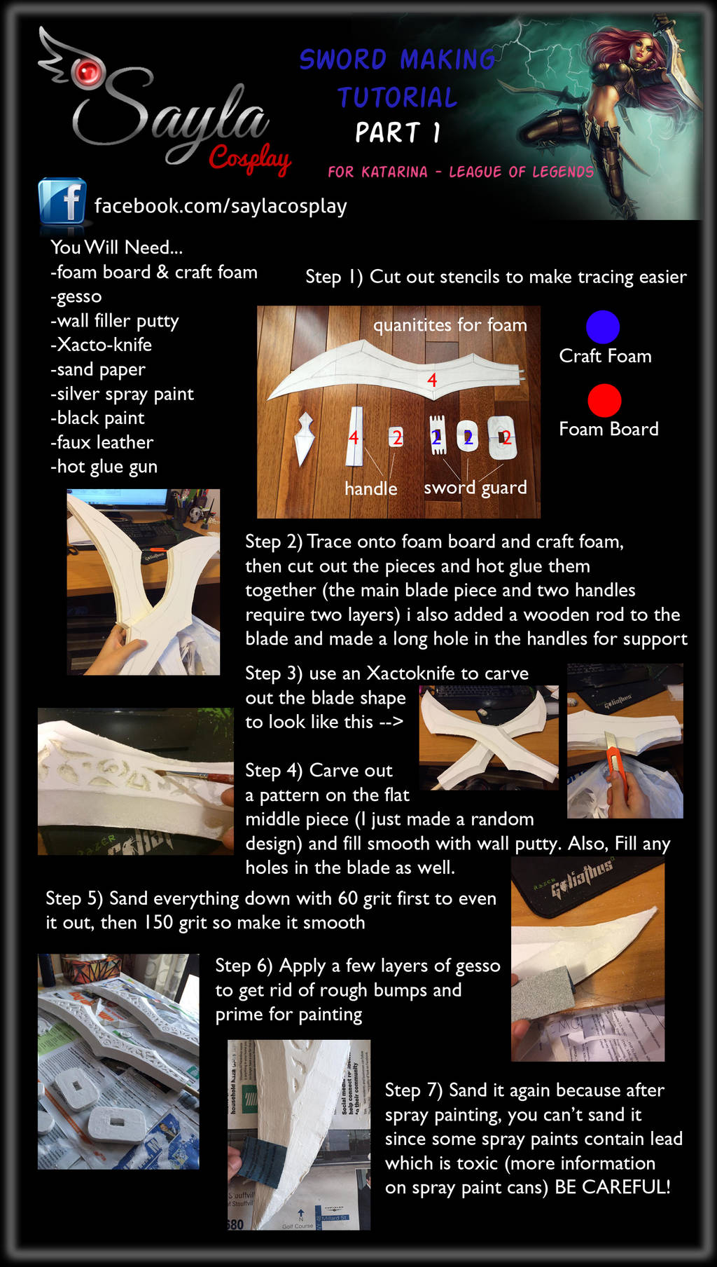 Katarina (LoL) Sword Making Tutorial Part 1 by QTxPie