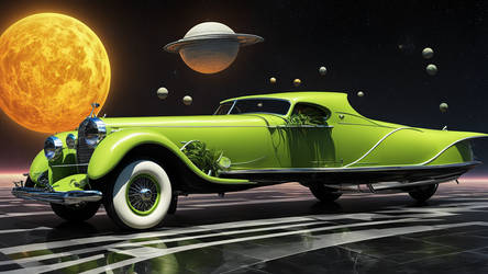 Futuristic Lime 1920s Car