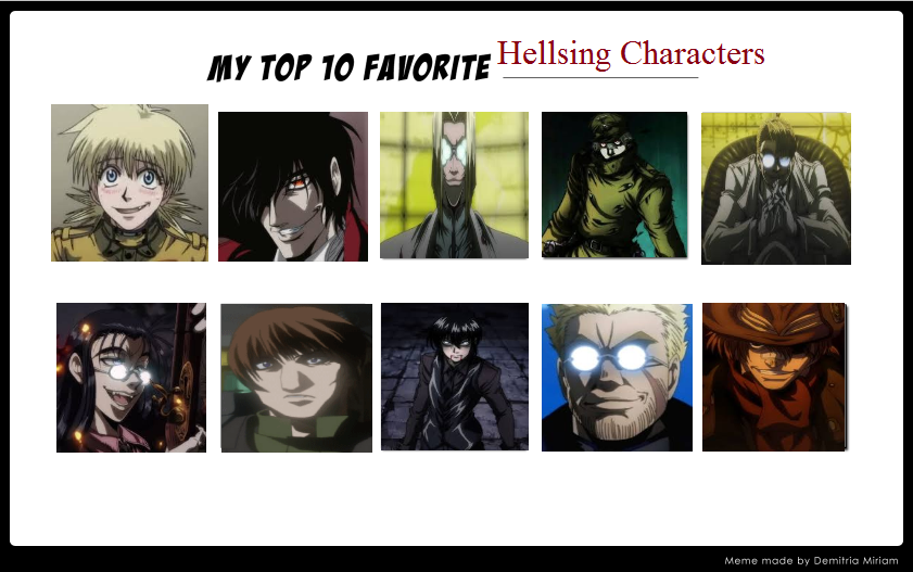 Hellsing Characters Ranked by Scarabyte27 on DeviantArt