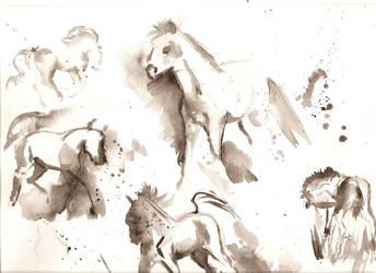 aquarel paardjes