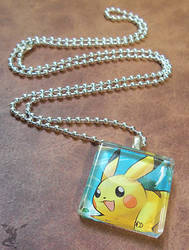 Glass Tile Pikachu Necklace