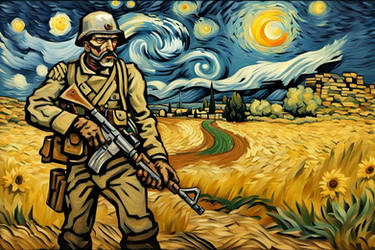 Soldier in the style of Van Gogh