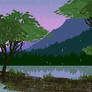 Rainy evening at the river