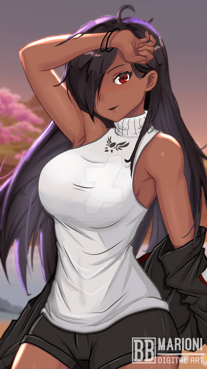 Commission Dark Skinned Anime Girl By Bbmarioni On Deviantart 