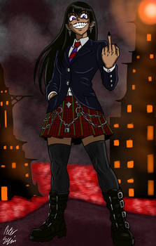 The Grinning Girl Flip Off (OC)