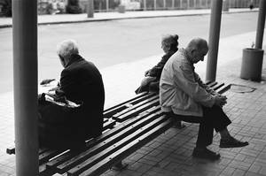 people at the bus stop