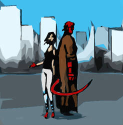 Faith and Hellboy mashup