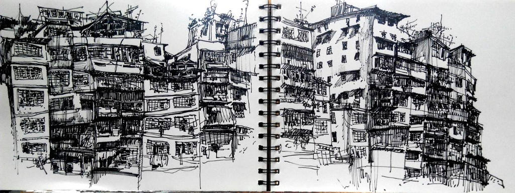 Kowloon walled city sketch