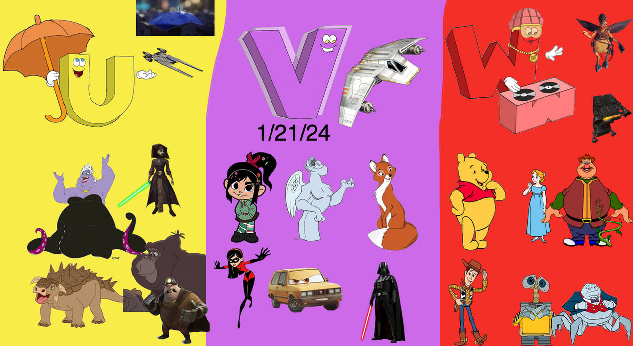Disney Jr Letters Deviantart Disney ABC Month - Letters U V And W by Darthzookeeper on DeviantArt
