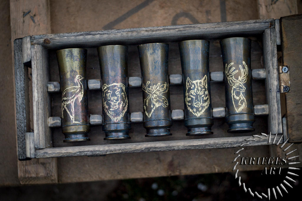 set of cups for vodka, made of cartridges 2cm Flak