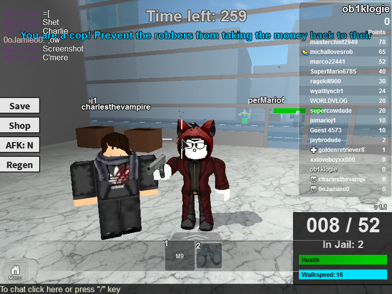 Me And Charlie Playing Roblox Cops And Robbers By Ob1klogieart On Deviantart