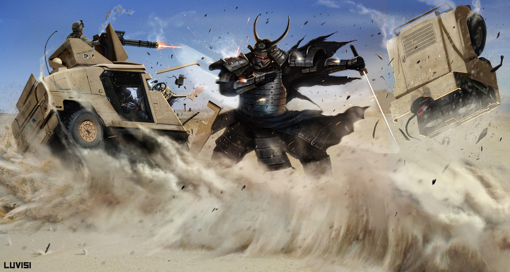 SP - SAMURAI VS A HUMVEE - by DanLuVisiArt