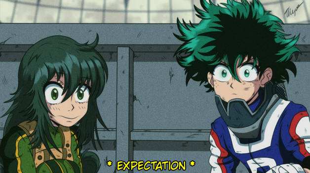 Midoriya and Tsuyu ( MHA 90s style )