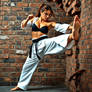 Her Spinning Kick Captured Just Before Impact