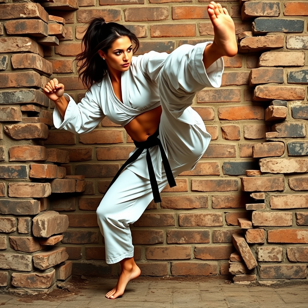 Smashing A Hole In The Wall With Her Feet