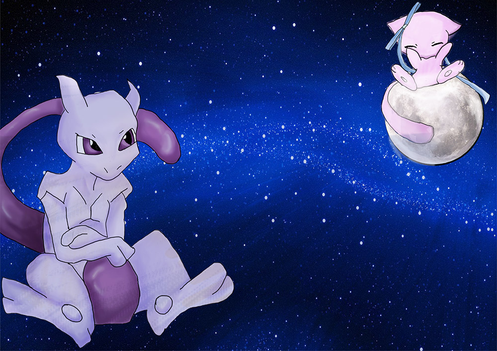 Mew and Mewtwo X by CelestialTentails on DeviantArt