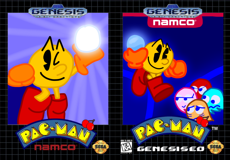 Genesis Pacman Pac-Man Genesised Box Art Comparison by pacsac1 on DeviantArt