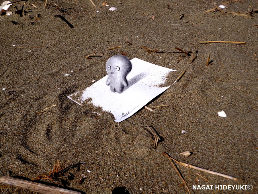 3D Drawing - On the sandy beach