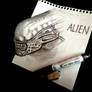 3D Drawing - ALIEN [ H.R.Giger Tribute ]